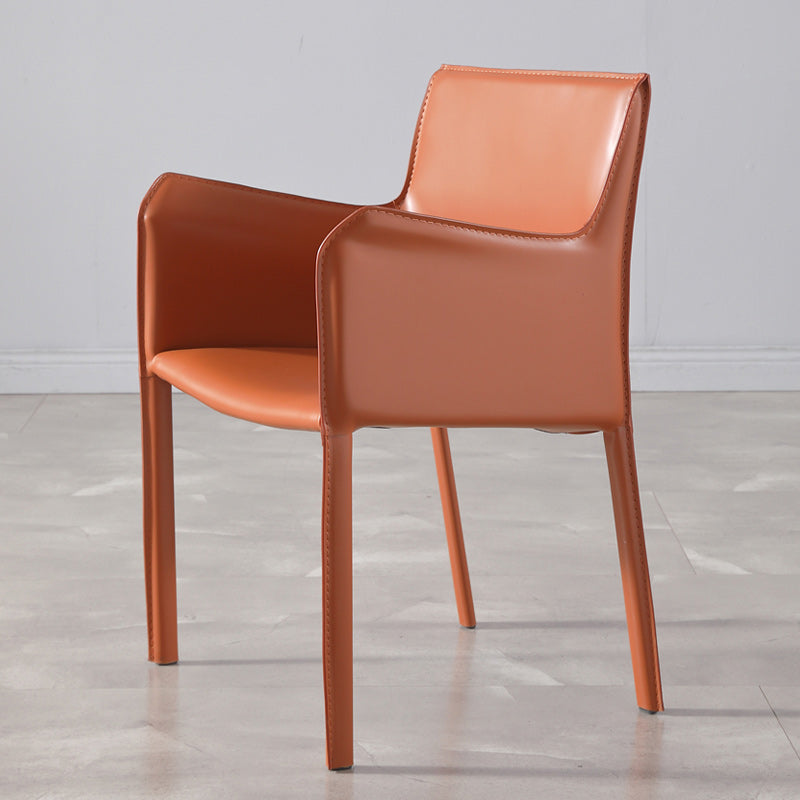 Low Back Side Chair with Leather Legs Metal Contemporary Dining Chair for Home