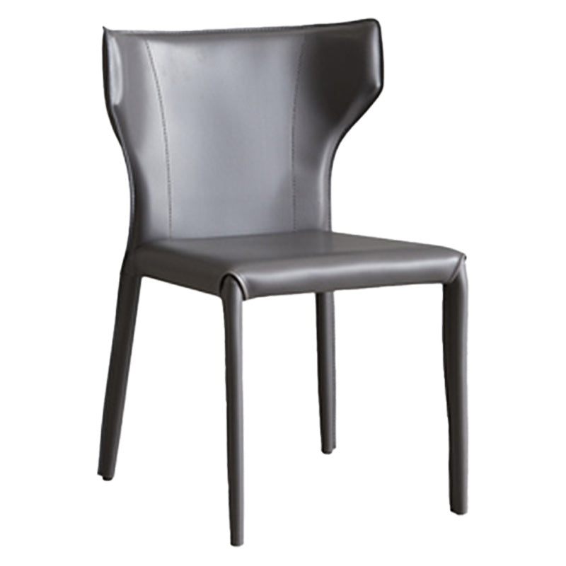 Modern Wingback Dining Chairs Faux Leather Armless Side Chair