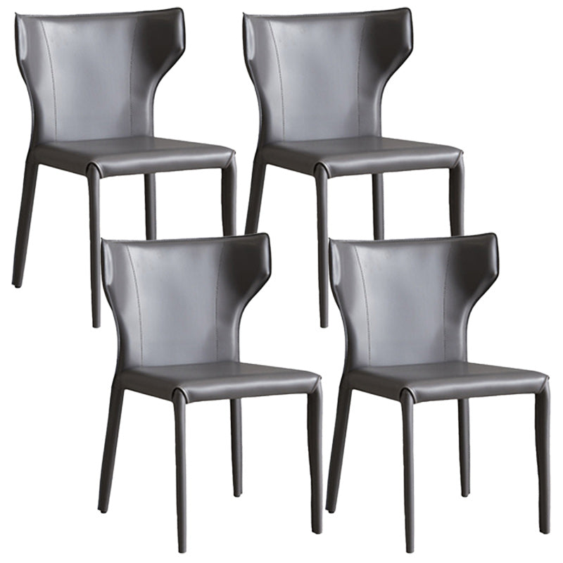 Modern Wingback Dining Chairs Faux Leather Armless Side Chair