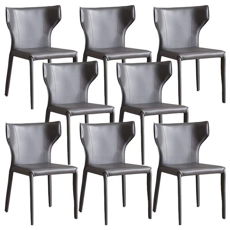 Modern Wingback Dining Chairs Faux Leather Armless Side Chair