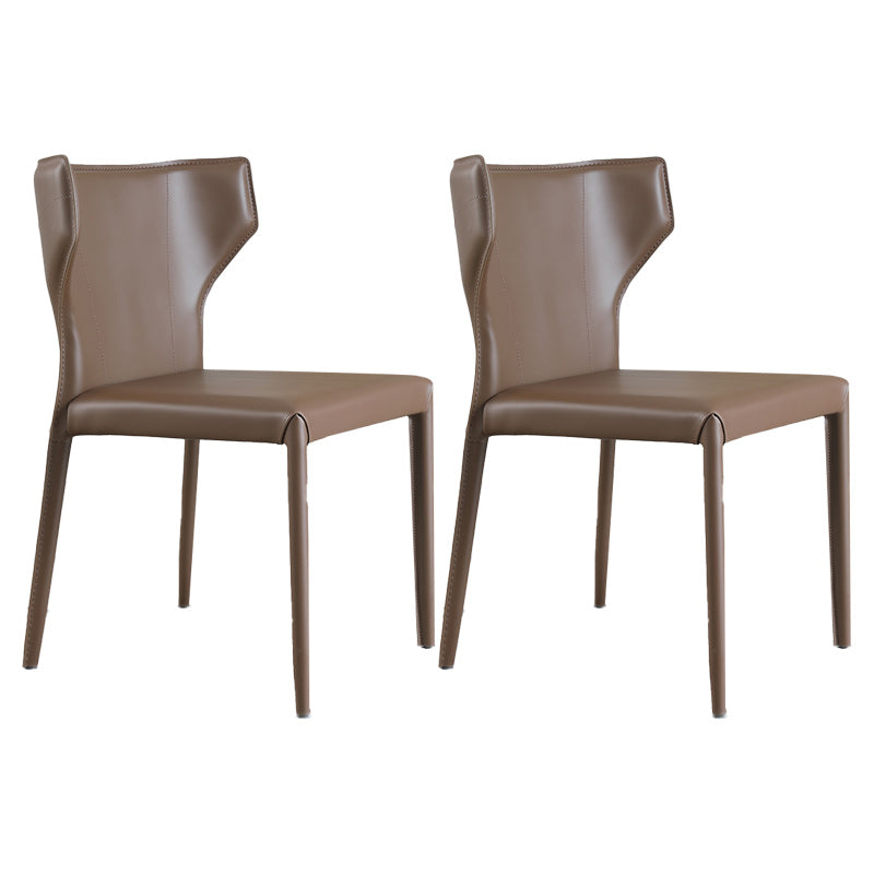 Modern Wingback Dining Chairs Faux Leather Armless Side Chair
