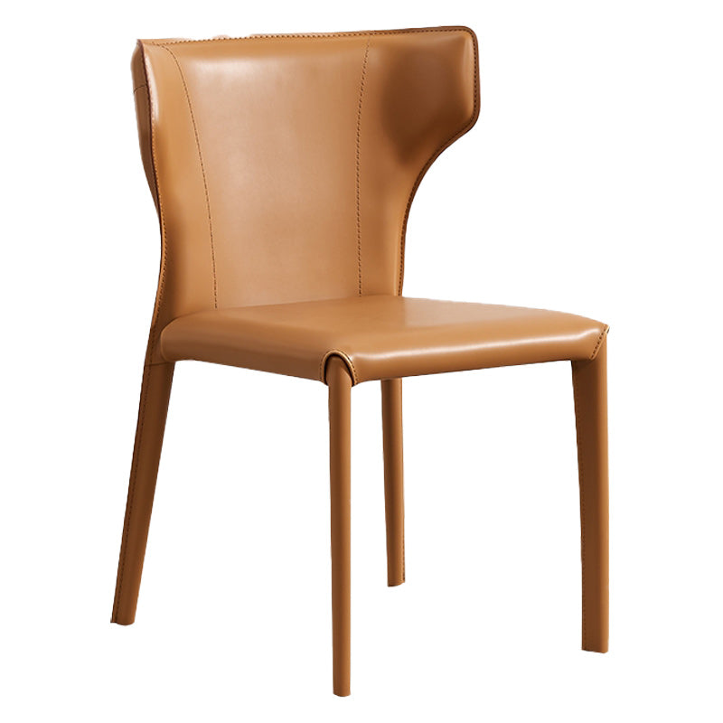 Modern Wingback Dining Chairs Faux Leather Armless Side Chair