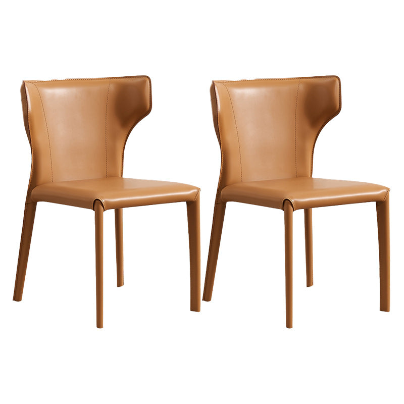 Modern Wingback Dining Chairs Faux Leather Armless Side Chair