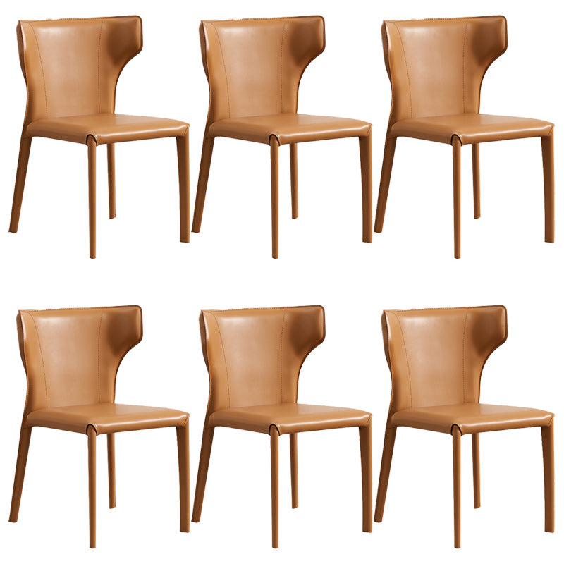 Modern Wingback Dining Chairs Faux Leather Armless Side Chair
