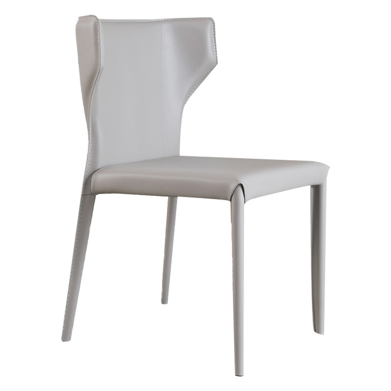 Modern Wingback Dining Chairs Faux Leather Armless Side Chair
