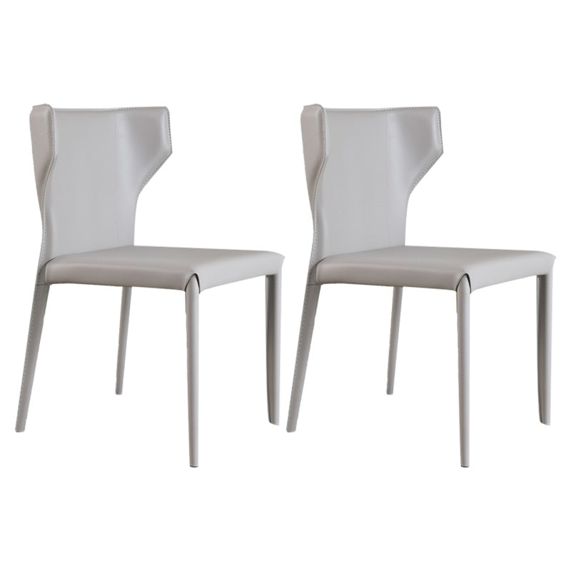 Modern Wingback Dining Chairs Faux Leather Armless Side Chair