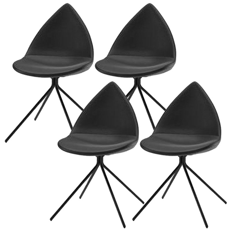 Modern Dining Room Side Chair Black Metal Legs Armless Dining Chairs