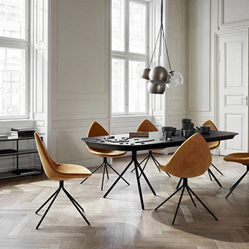 Modern Dining Room Side Chair Black Metal Legs Armless Dining Chairs