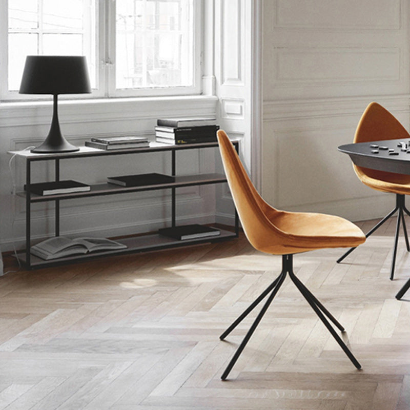 Modern Dining Room Side Chair Black Metal Legs Armless Dining Chairs