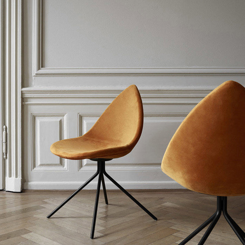 Modern Dining Room Side Chair Black Metal Legs Armless Dining Chairs