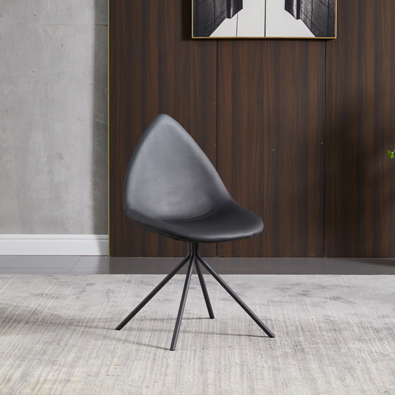 Modern Dining Room Side Chair Black Metal Legs Armless Dining Chairs
