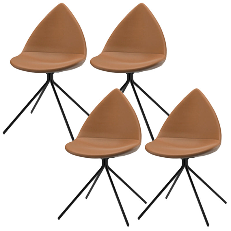 Modern Dining Room Side Chair Black Metal Legs Armless Dining Chairs