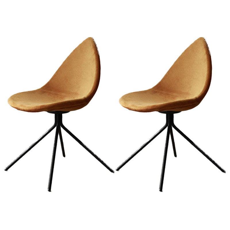 Modern Dining Room Side Chair Black Metal Legs Armless Dining Chairs