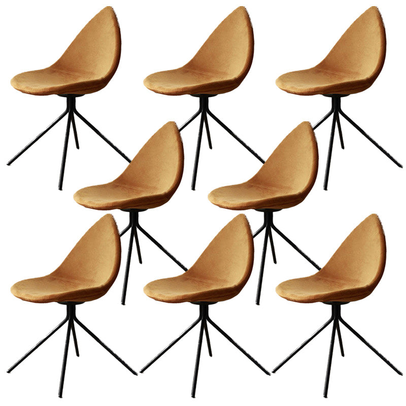 Modern Dining Room Side Chair Black Metal Legs Armless Dining Chairs