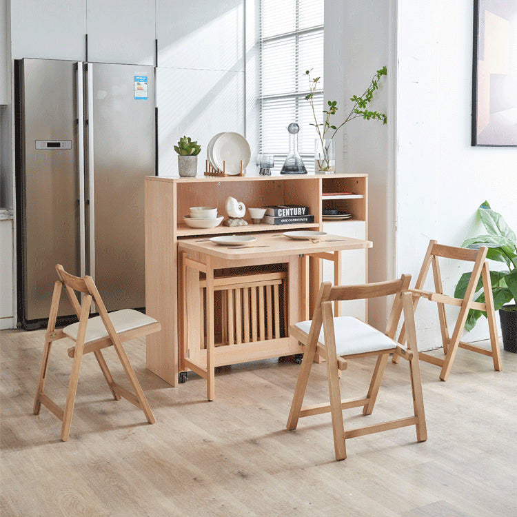 Contemporary Solid Wood Dining Chair Open Back Folding Side Chair