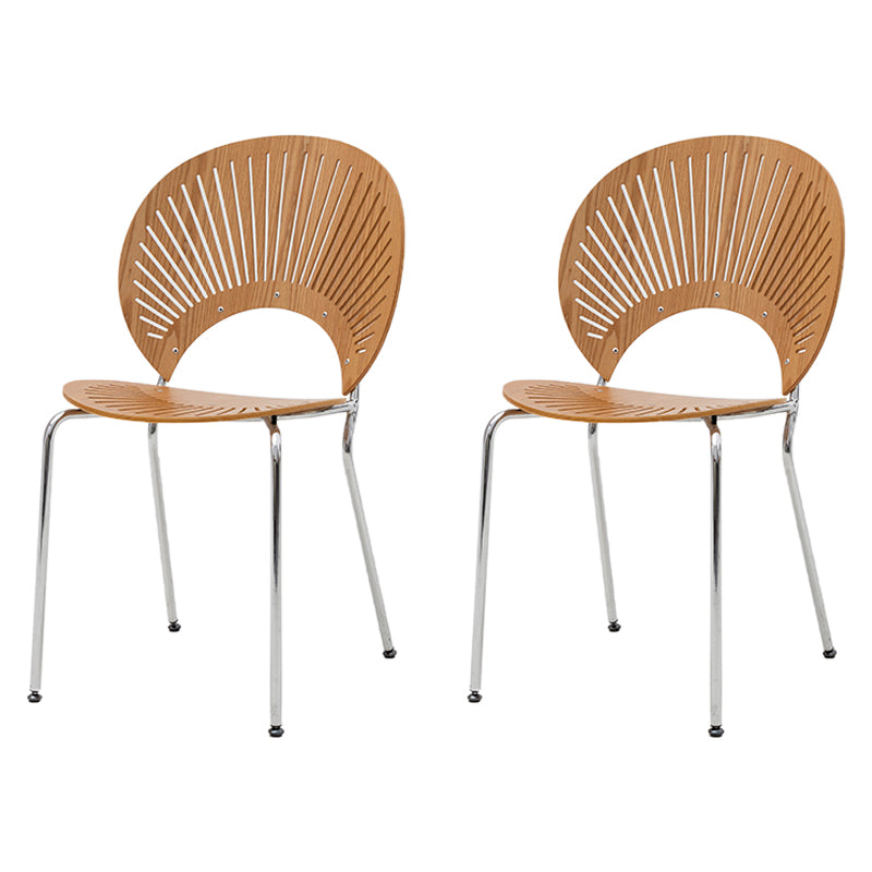 Industrial Dining Chair with Metal Legs Matte Finish Side Chair