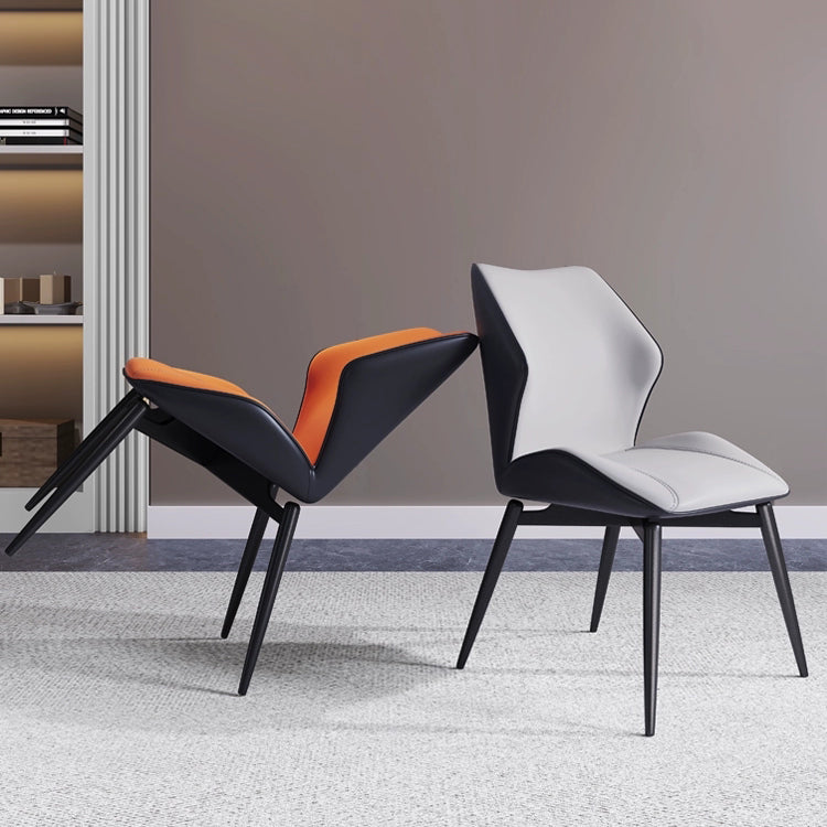 Wingback Armless Dining Chairs Modern Faux Leather Dining Side Chair