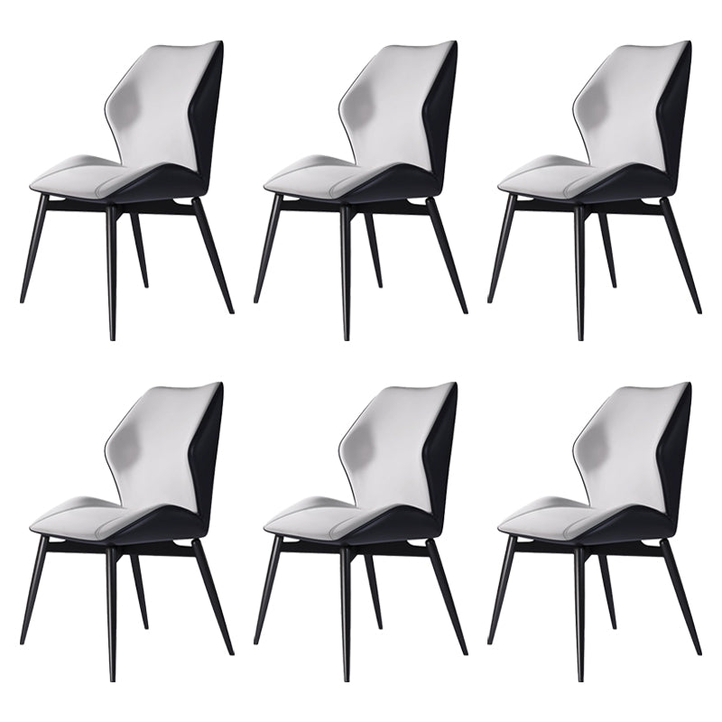 Wingback Armless Dining Chairs Modern Faux Leather Dining Side Chair