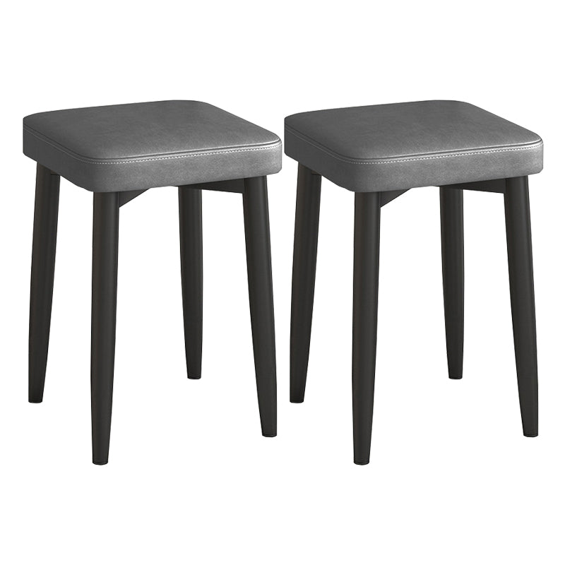 Faux Leather Glam Ottoman Square Pure Color Fade Resistant Cube Ottoman