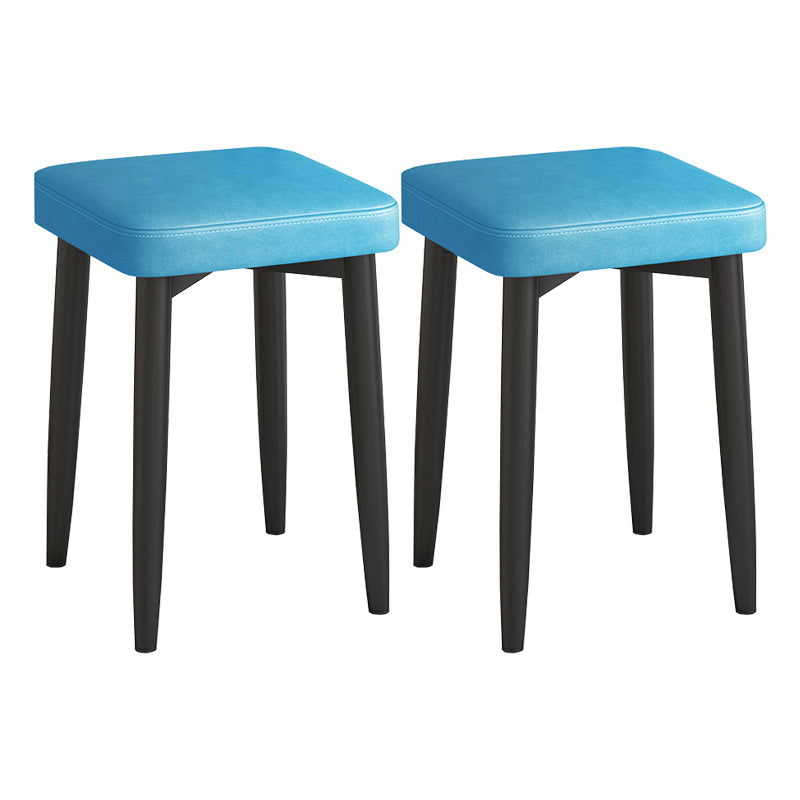 Faux Leather Glam Ottoman Square Pure Color Fade Resistant Cube Ottoman