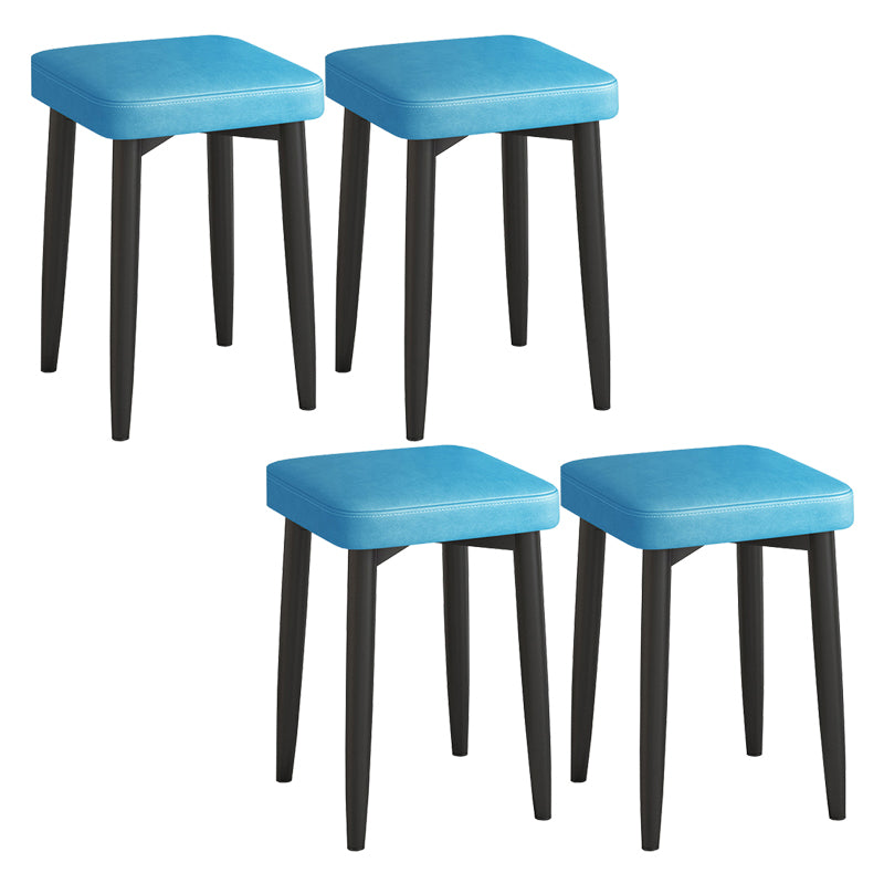 Faux Leather Glam Ottoman Square Pure Color Fade Resistant Cube Ottoman