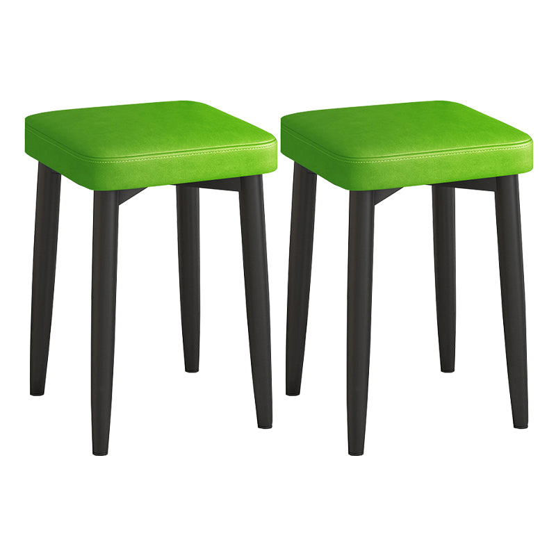 Faux Leather Glam Ottoman Square Pure Color Fade Resistant Cube Ottoman