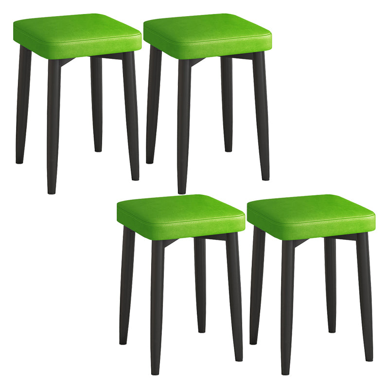 Faux Leather Glam Ottoman Square Pure Color Fade Resistant Cube Ottoman