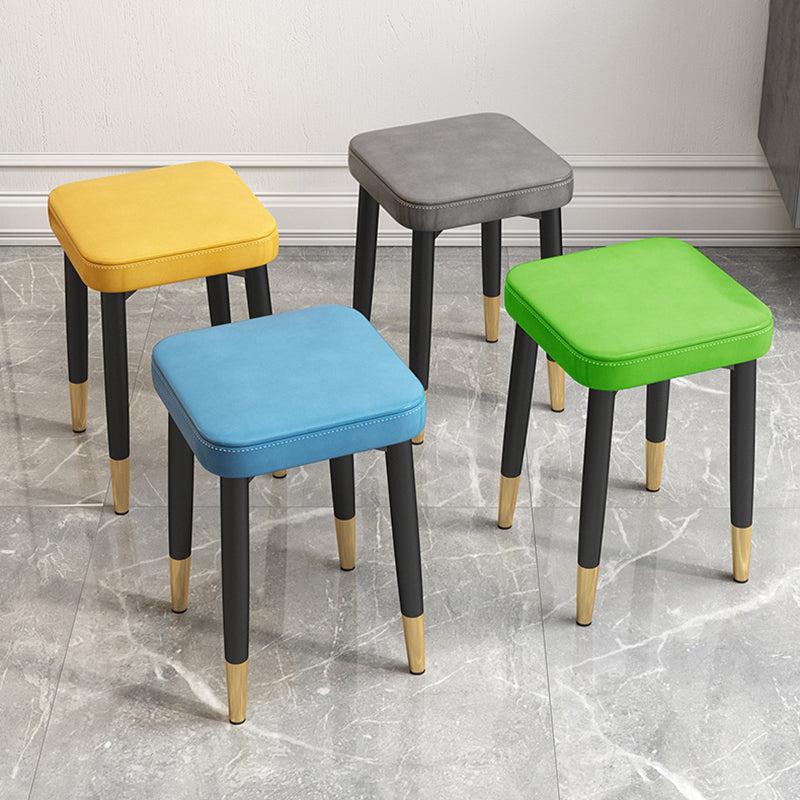 Faux Leather Glam Ottoman Square Pure Color Fade Resistant Cube Ottoman