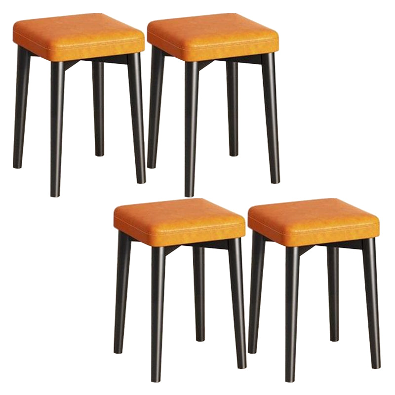 Faux Leather Glam Ottoman Square Pure Color Fade Resistant Cube Ottoman