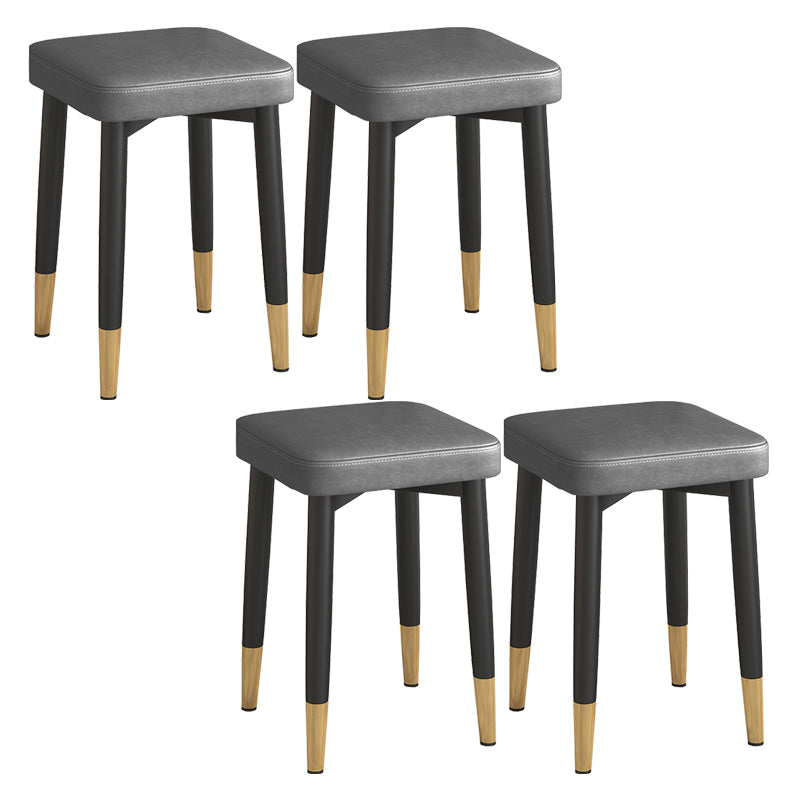 Faux Leather Glam Ottoman Square Pure Color Fade Resistant Cube Ottoman