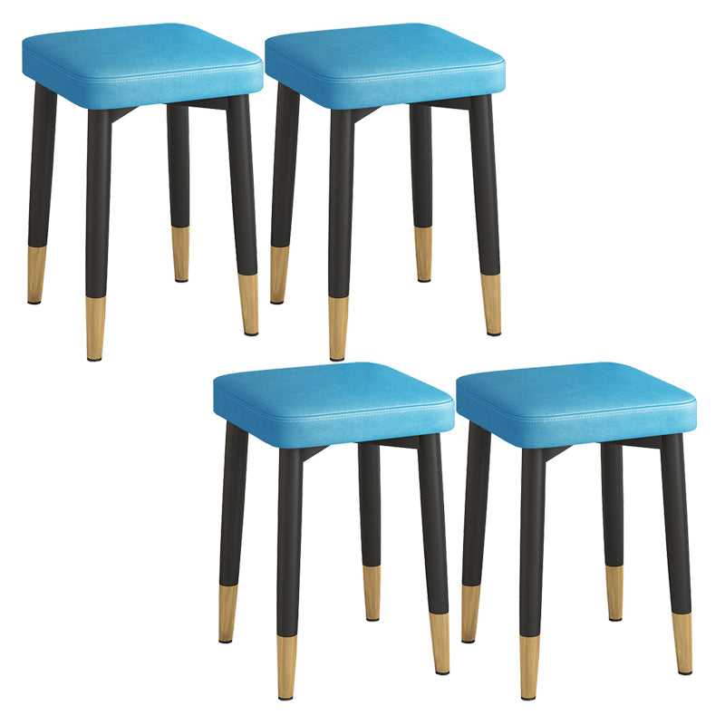 Faux Leather Glam Ottoman Square Pure Color Fade Resistant Cube Ottoman