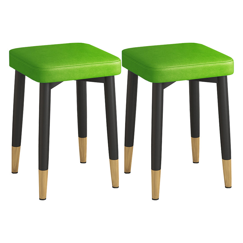 Faux Leather Glam Ottoman Square Pure Color Fade Resistant Cube Ottoman