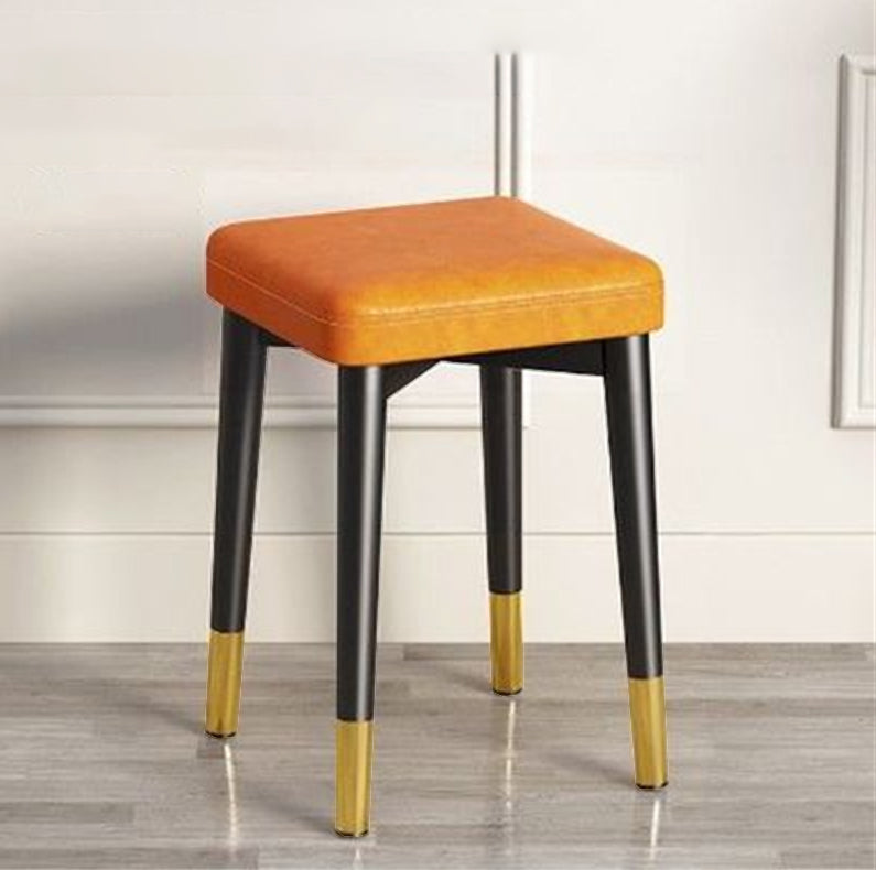 Faux Leather Glam Ottoman Square Pure Color Fade Resistant Cube Ottoman