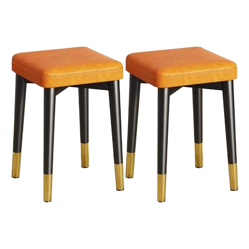 Faux Leather Glam Ottoman Square Pure Color Fade Resistant Cube Ottoman