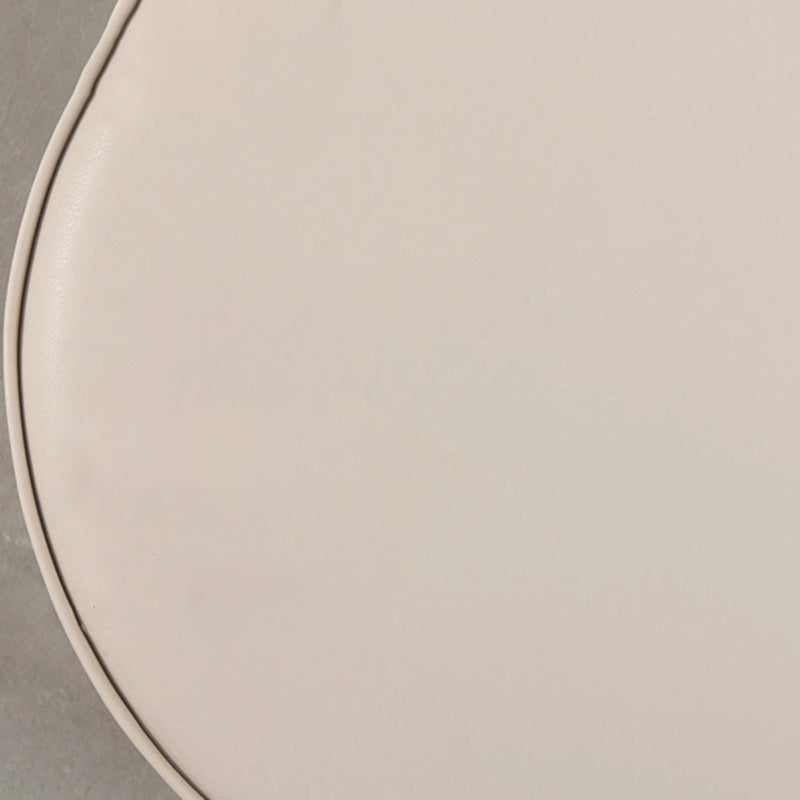 Modern Round Pouf Plain PU Leather Stain Resistant Boucle Ottoman