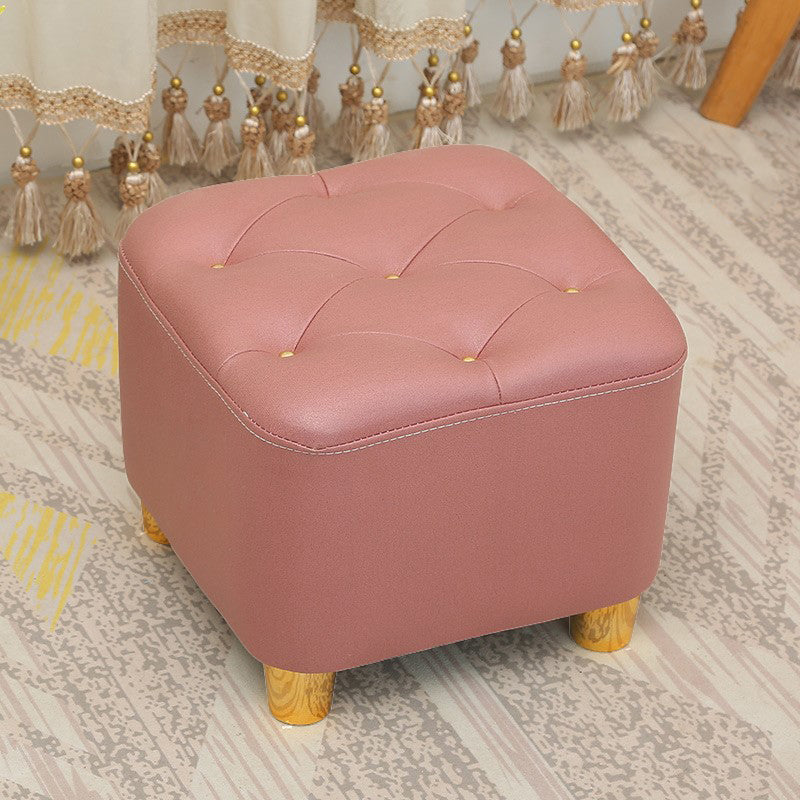 Minimalist Ottoman Solid Color Water Resistant Square Tufted Footstool Ottoman