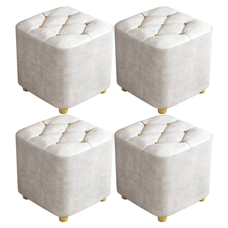 Contemporary Plain Pouf Ottoman Plain Tufted Square Water Resistant Pouf Chair
