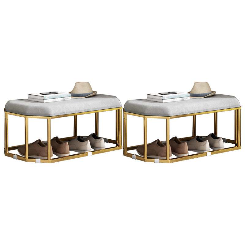 Glam Plain Storage Ottoman Velvet Rectangle Shelved Ottoman Pouf