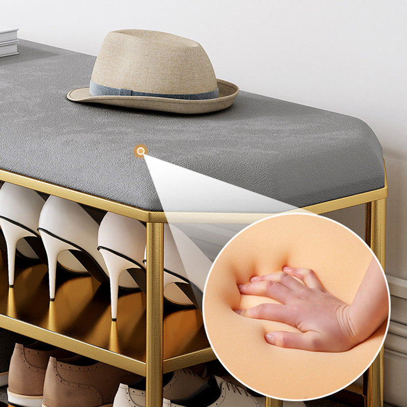 Glam Plain Storage Ottoman Velvet Rectangle Shelved Ottoman Pouf