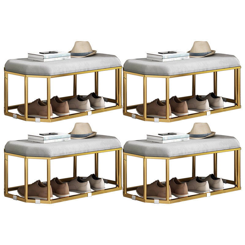 Glam Plain Storage Ottoman Velvet Rectangle Shelved Ottoman Pouf