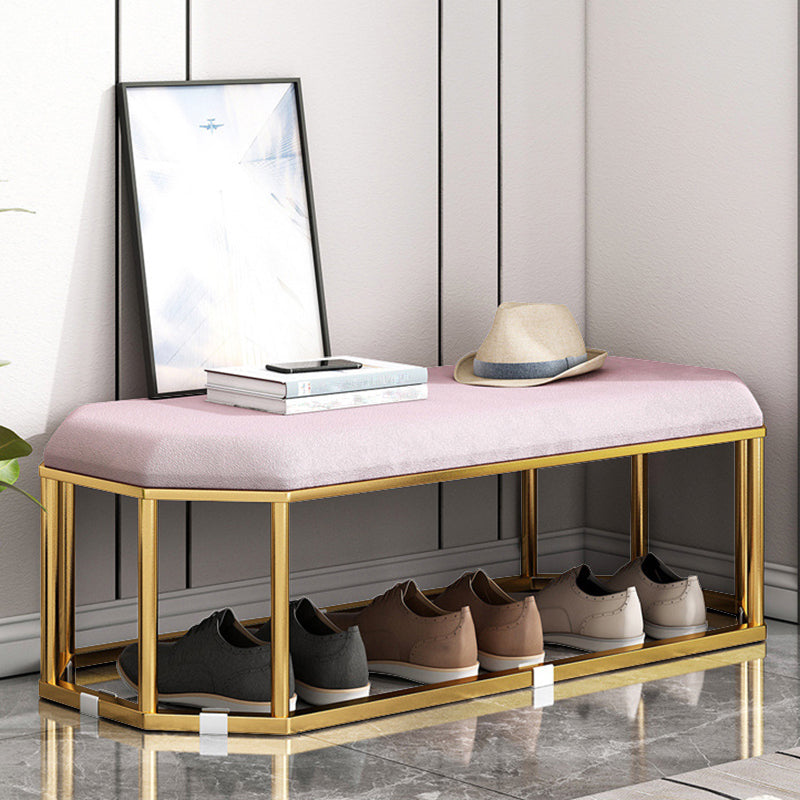 Glam Plain Storage Ottoman Velvet Rectangle Shelved Ottoman Pouf