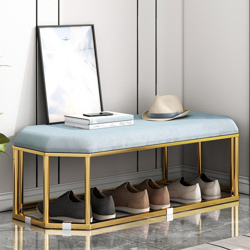 Glam Plain Storage Ottoman Velvet Rectangle Shelved Ottoman Pouf