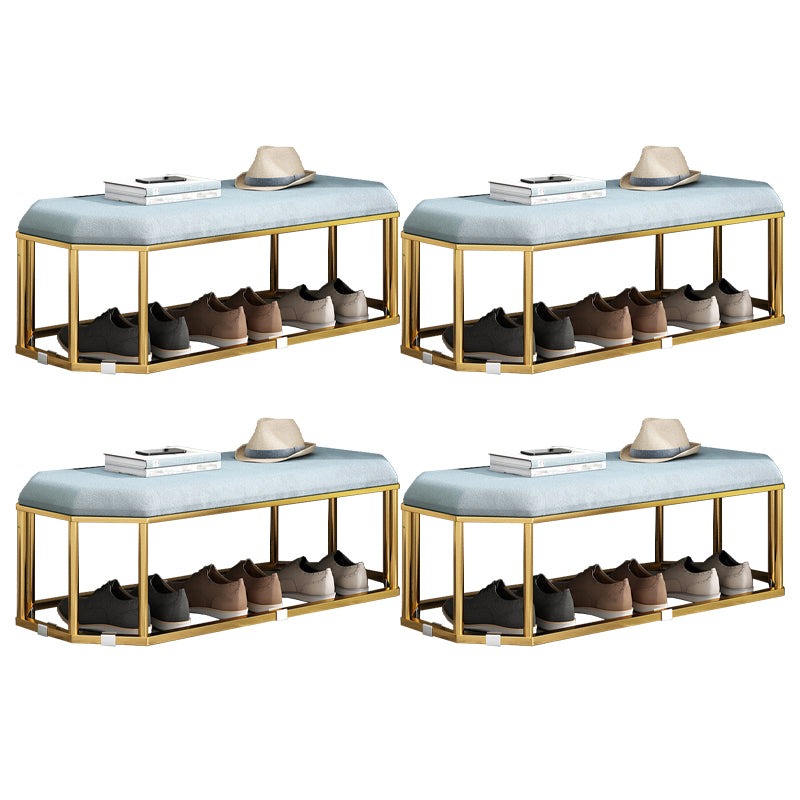 Glam Plain Storage Ottoman Velvet Rectangle Shelved Ottoman Pouf