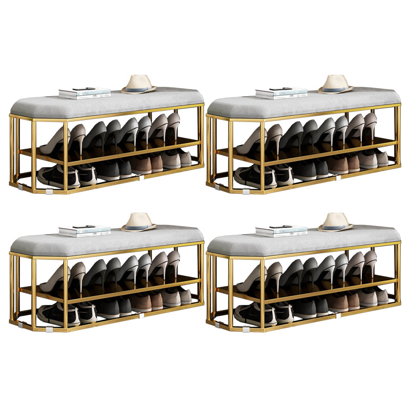 Glam Plain Storage Ottoman Velvet Rectangle Shelved Ottoman Pouf