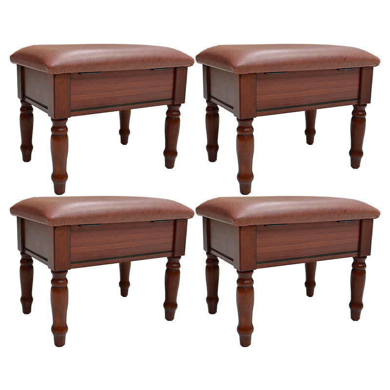 Linen French Country Ottoman Footstools Floral Printed Tear Resistant Rectangle Ottoman