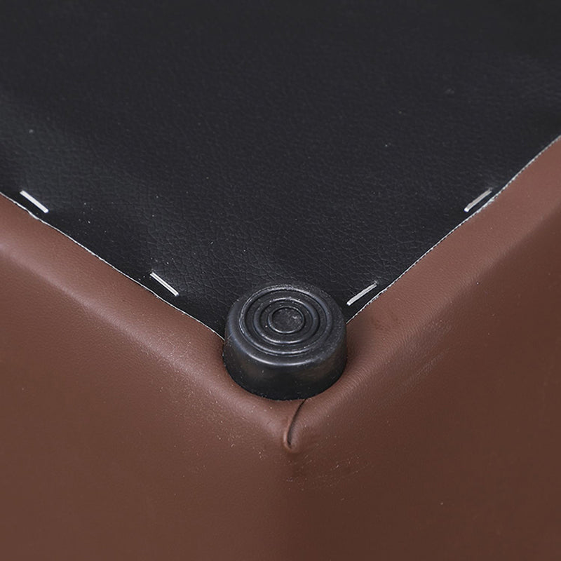 Modern Plain Ottoman Water Resistant Faux Leather Tufted Round Stool Ottoman