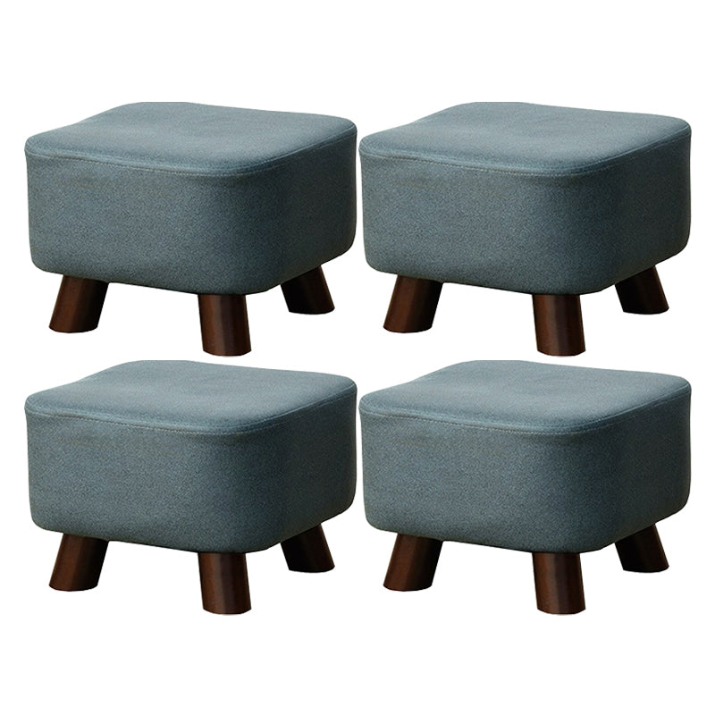 Mid-Century Modern Pouf Ottoman PU Leather Upholstered Solid Color Square Ottoman