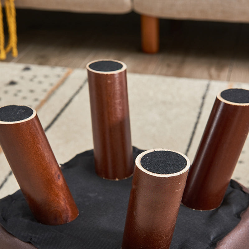 Mid-Century Modern Pouf Ottoman PU Leather Upholstered Solid Color Square Ottoman