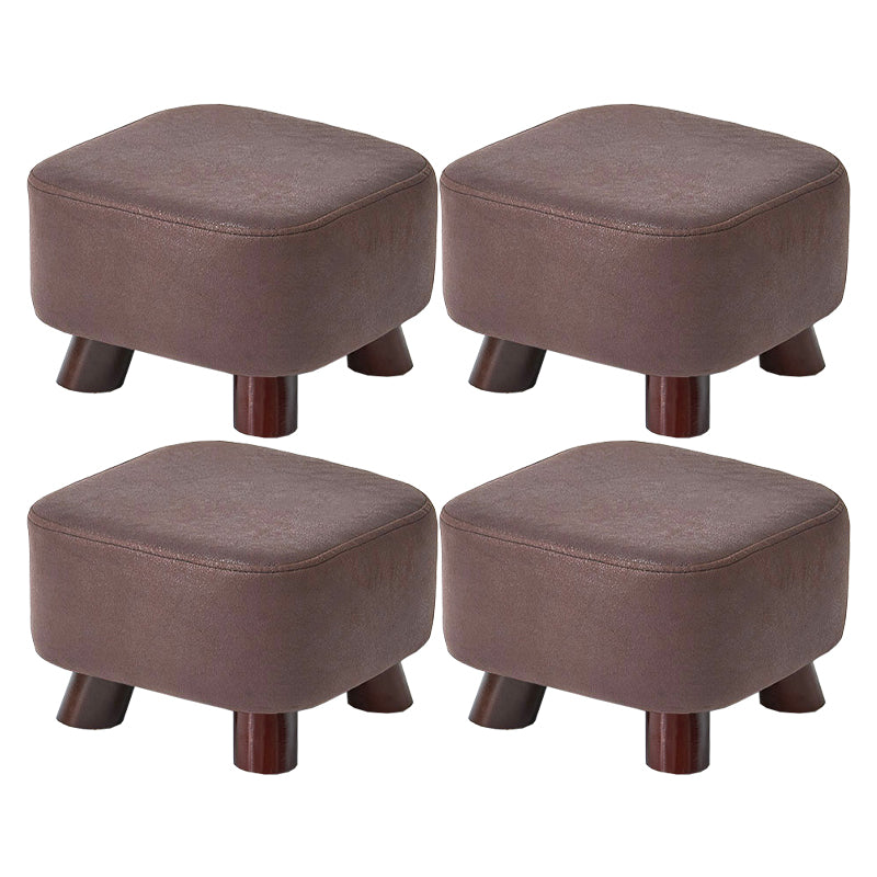 Mid-Century Modern Pouf Ottoman PU Leather Upholstered Solid Color Square Ottoman