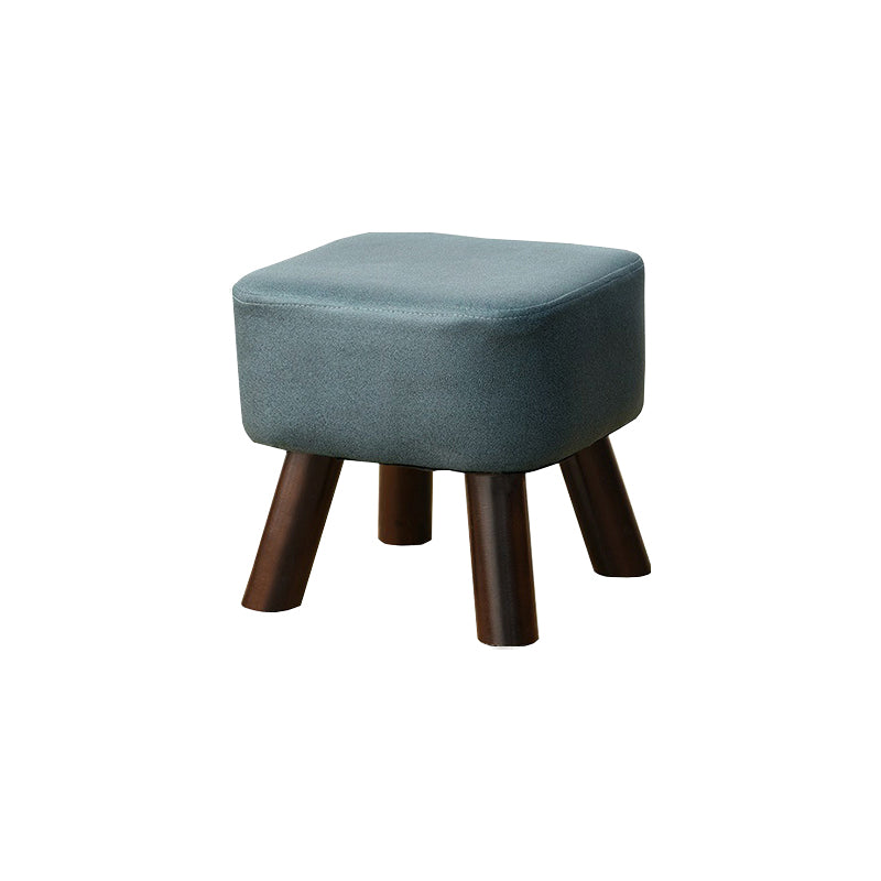 Mid-Century Modern Pouf Ottoman PU Leather Upholstered Solid Color Square Ottoman